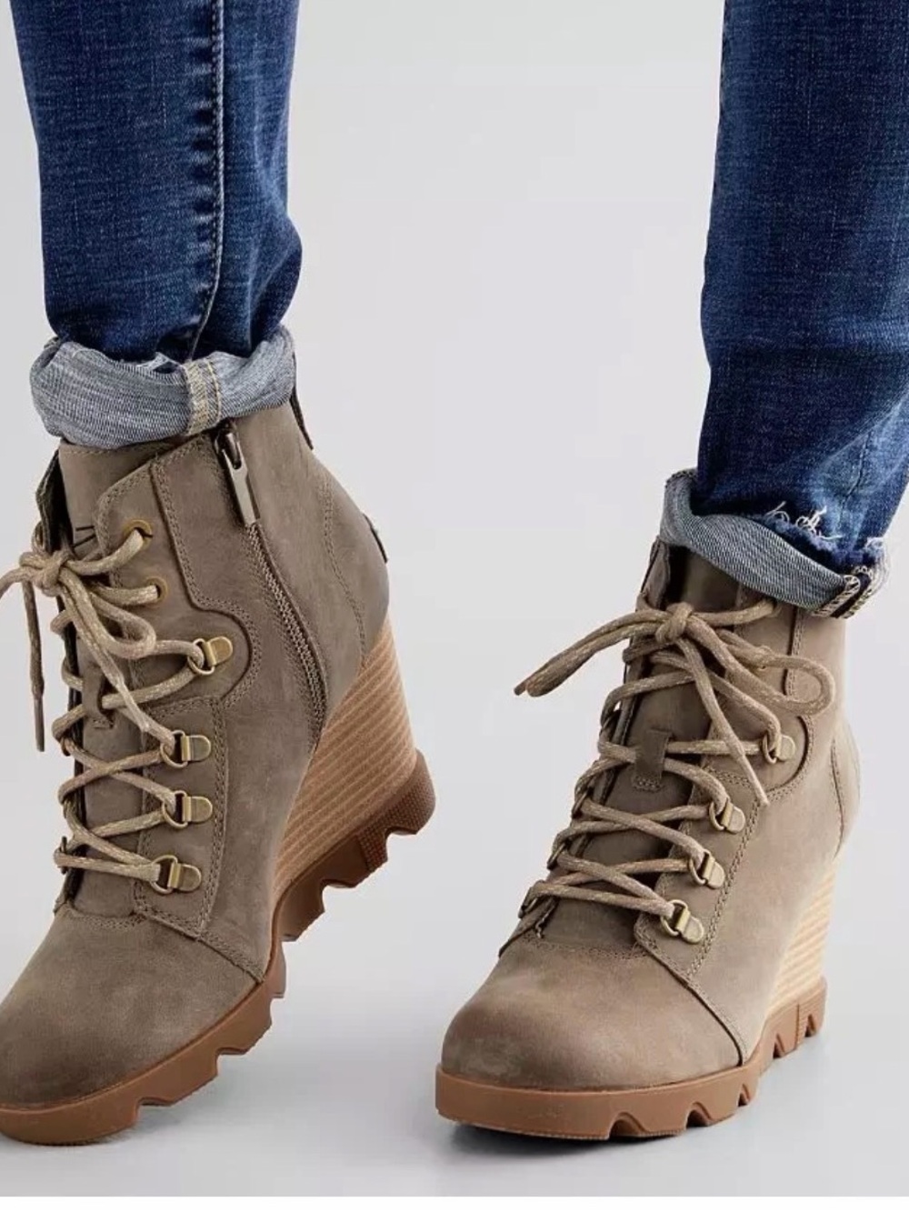 Sorel Joan Uptown Lace-Up Wedge Ankle Boots 7.5 Like New - Picture 8 of 8